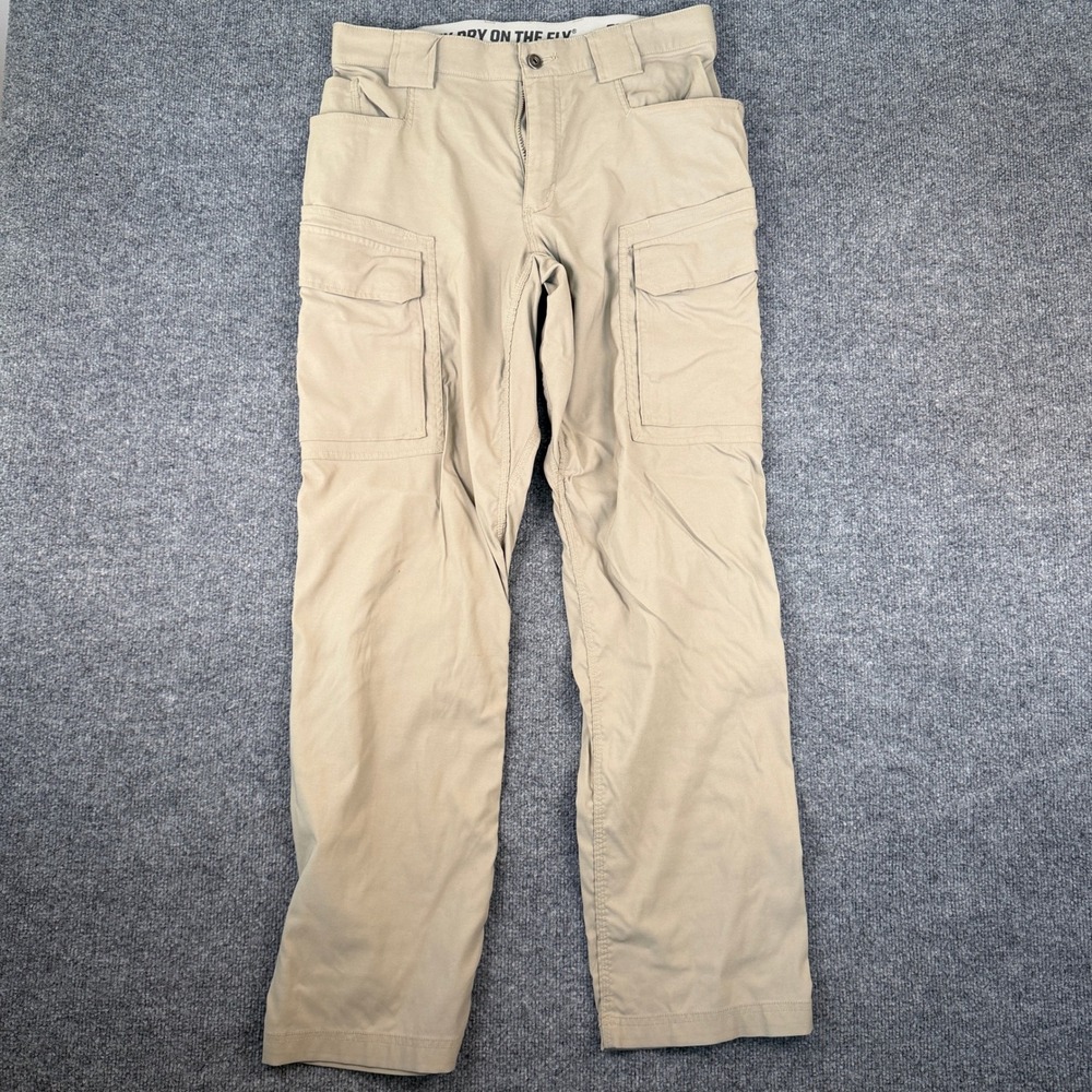 Duluth Trading Co Dry on the Fly Pants Mens 34x34 Tan Brown Cargo Relaxed Fit